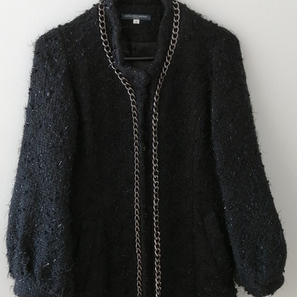 Alexander McQueen black tweed coat w long chains - Picture 5 of 9